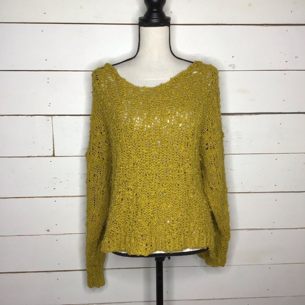New Free People Sunday Shore Pullover Sweater Gold
